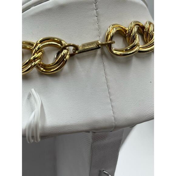 Carol Dauplaise Signed Vintage Double Gold-tone Link Disc Bead Charm Necklace - Picture 10 of 13